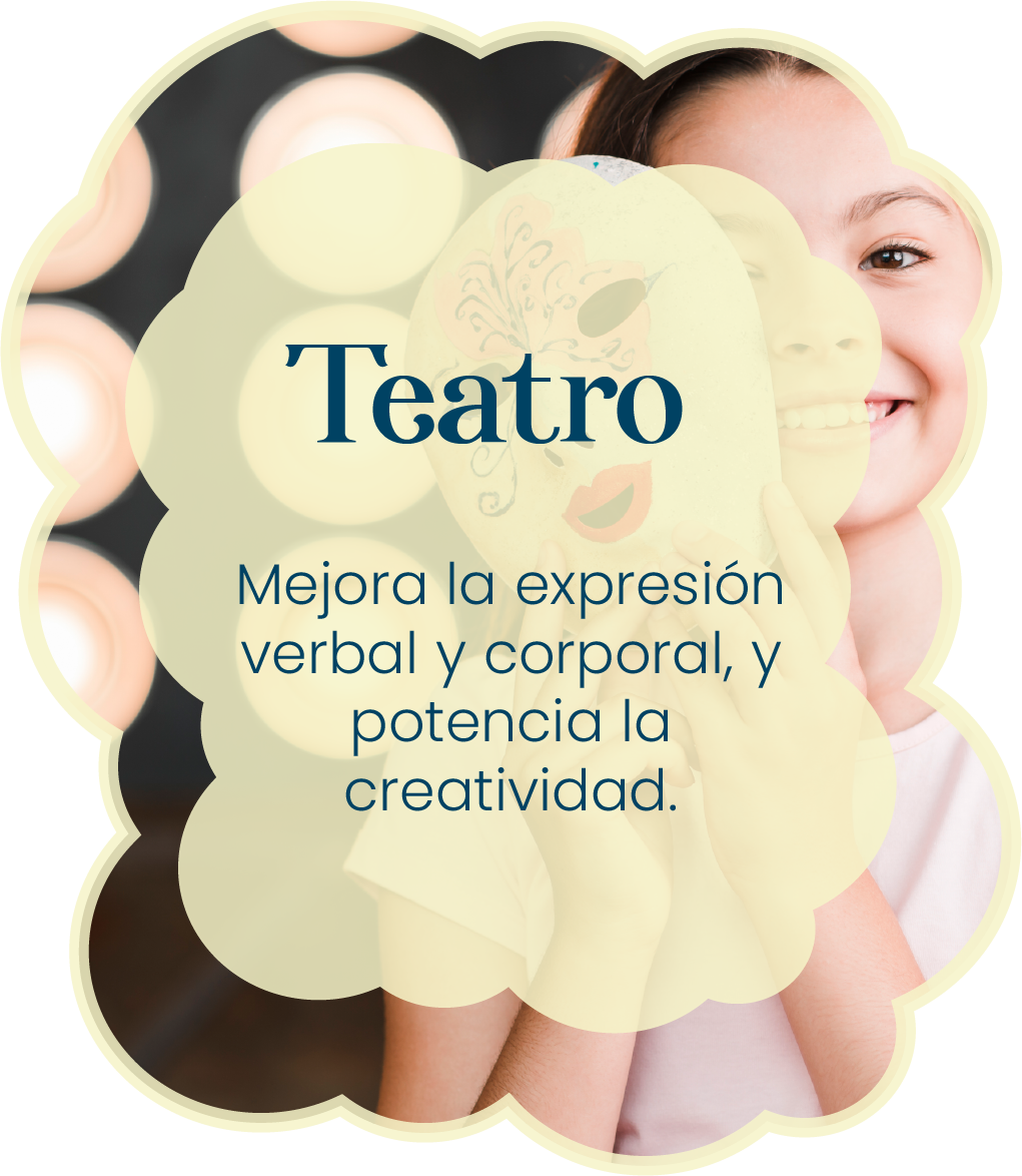 Teatro
Mejora la expresión verbal y corporal, y potencia la creatividad. Mejora la expresión verbal y corporal, y potencia la creatividad.